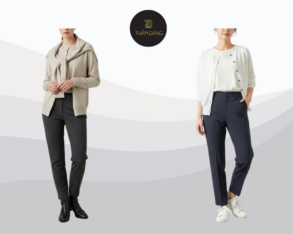 Quần ống côn cùng cardigan cho vẻ ngoài dịu dàng hiện đại và đầy tinh tế