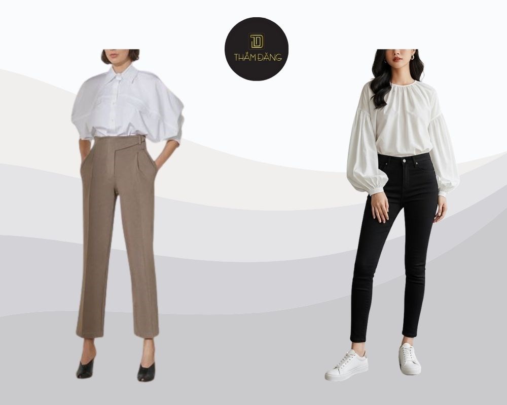 Thanh lịch nữ tính với áo bồng quần côn và phụ kiện tinh tế dịu dàng