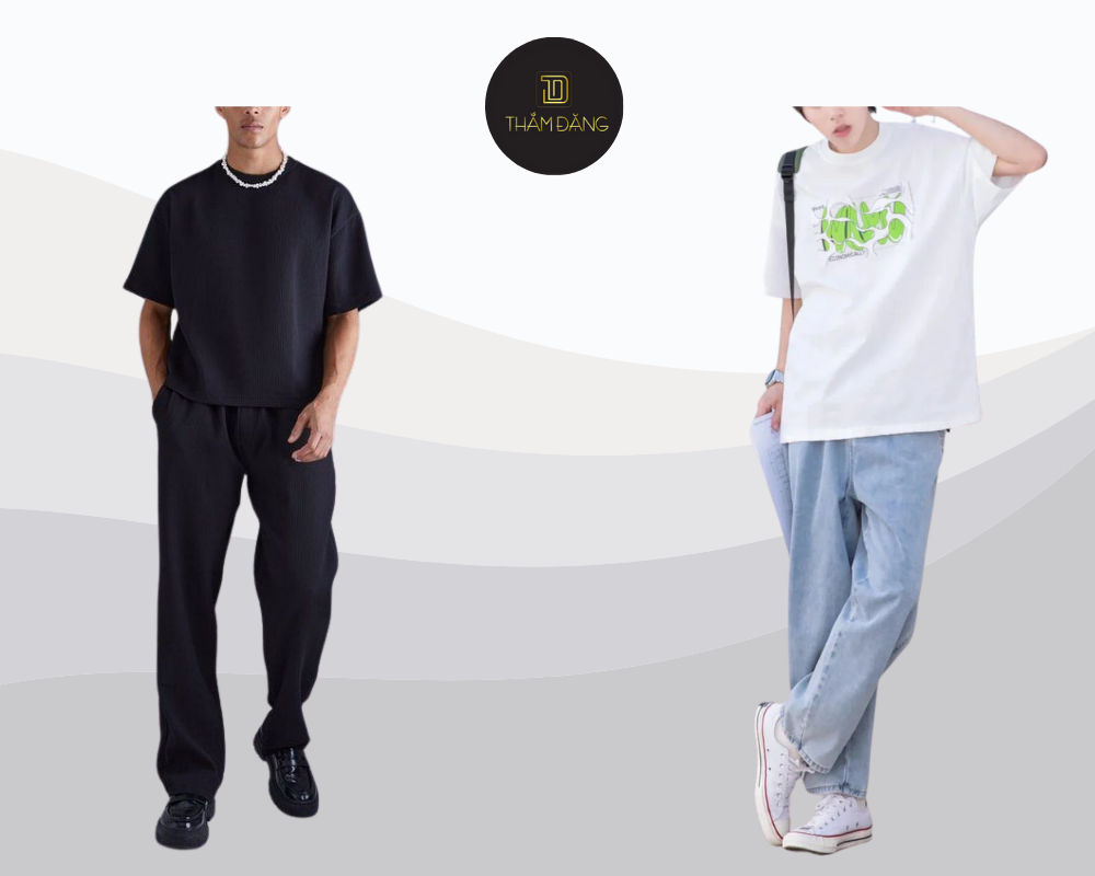Hack dáng hiệu quả với combo quần ống loe và áo thun oversize chuẩn trend.