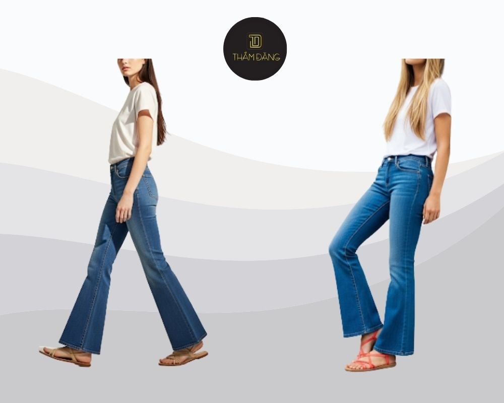 Quần jean ống loe kết hợp với giày gì? Sandals dây hoặc quai mảnh tạo phong cách bohemian, romantic