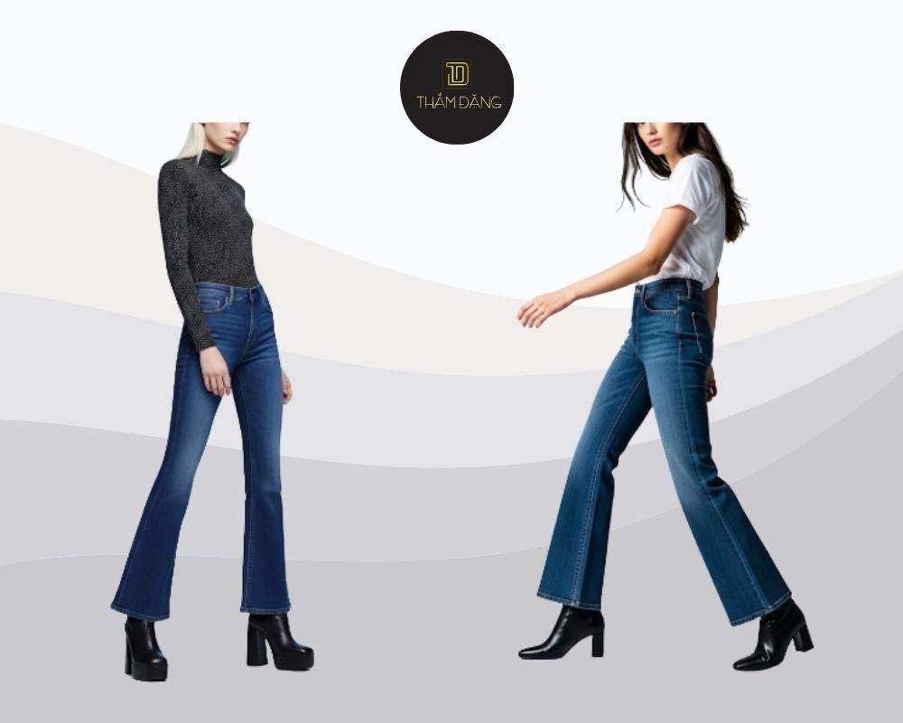 Boots cổ thấp hoặc cao cổ kết hợp cùng quần ống loe tạo nên vẻ ngoài cá tính và thời thượng cho mùa thu se lạnh.