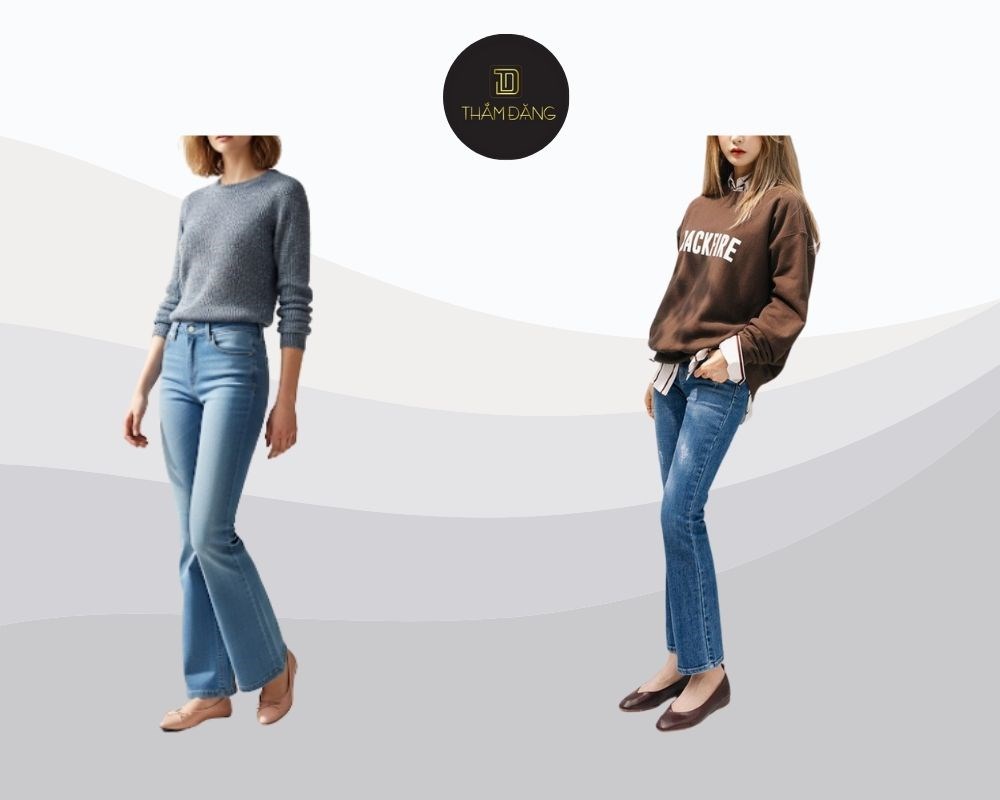 Loafer, oxford, Mary Janes hoặc giày búp bê với quần ống loe, tạo nên vẻ tinh tế và mang đậm hơi thở cổ điển.