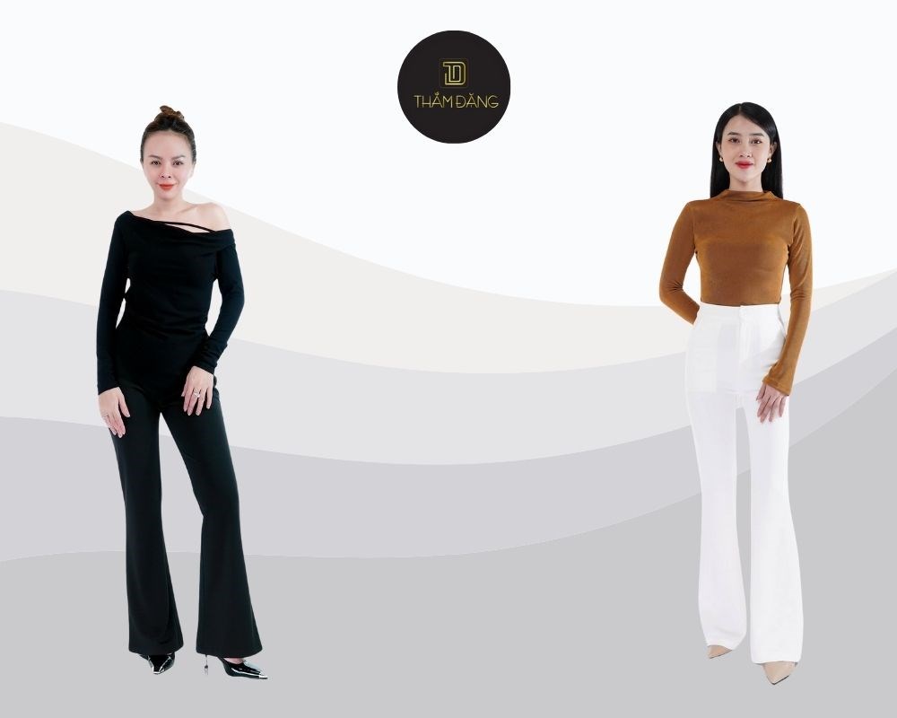 Quần ống loe và giày cao gót mũi nhọn là bộ đôi giúp tôn dáng, thêm phần thanh lịch, sang trọng
