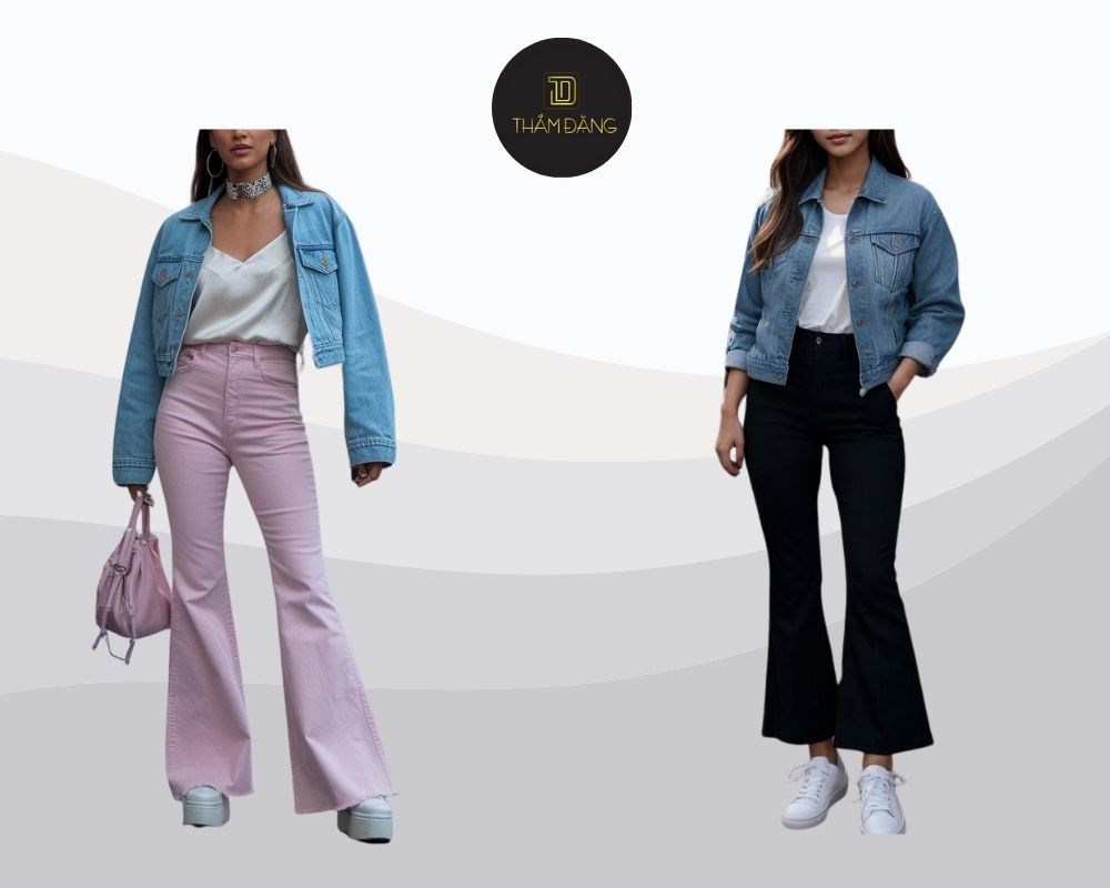 set đồ quần ống loe mặc với áo gì hot trend