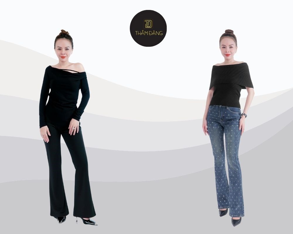 mix quần ống loe mặc với áo gì chuẩn gu