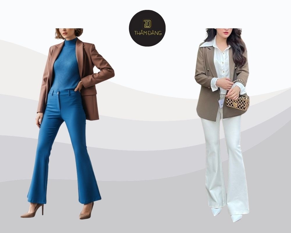 outfit quần ống loe mặc với áo gì trẻ trung