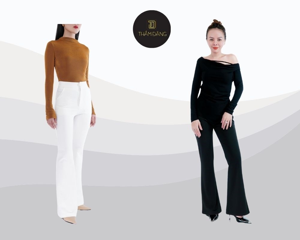 Thoải mái nhưng cũng không kém phần thanh lịch với quần ống loe thun, hoàn hảo cho những ngày bận rộn mà vẫn đầy phong cách