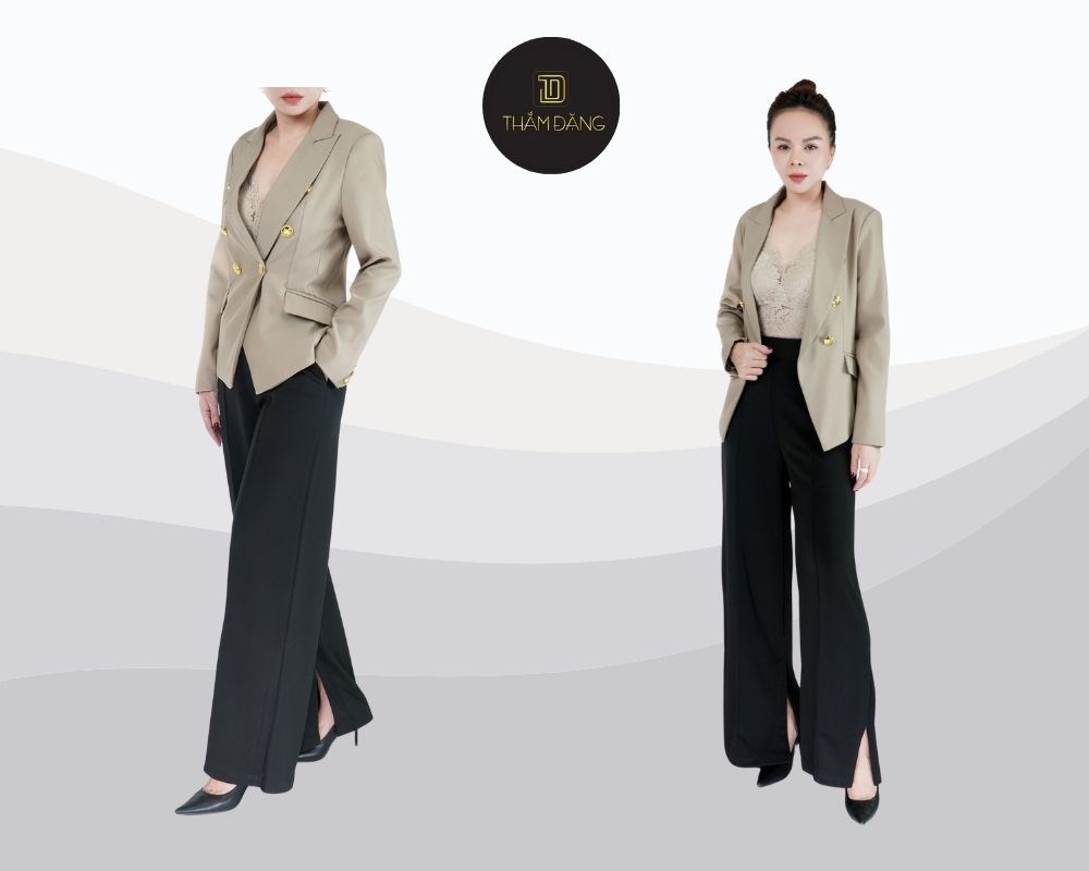 Với chất liệu kate cao cấp, quần ống loe kate tại Thắm Đặng mang đến vẻ ngoài sang trọng, lý tưởng cho môi trường công sở