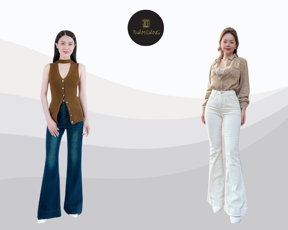 quần ống loe chuẩn đep theo tỷ lệ 