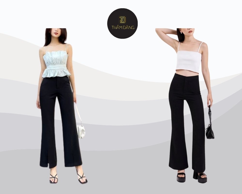 quần ống loe phối áo hai dây quyến rũ