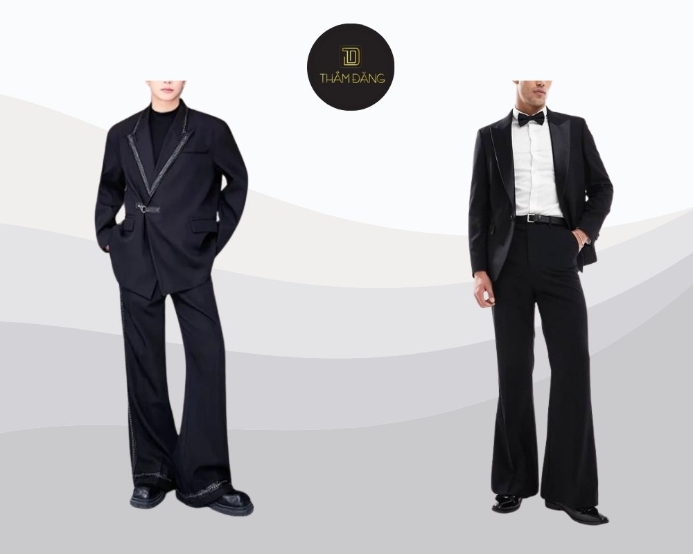 quần ống loe phối áo blazer
