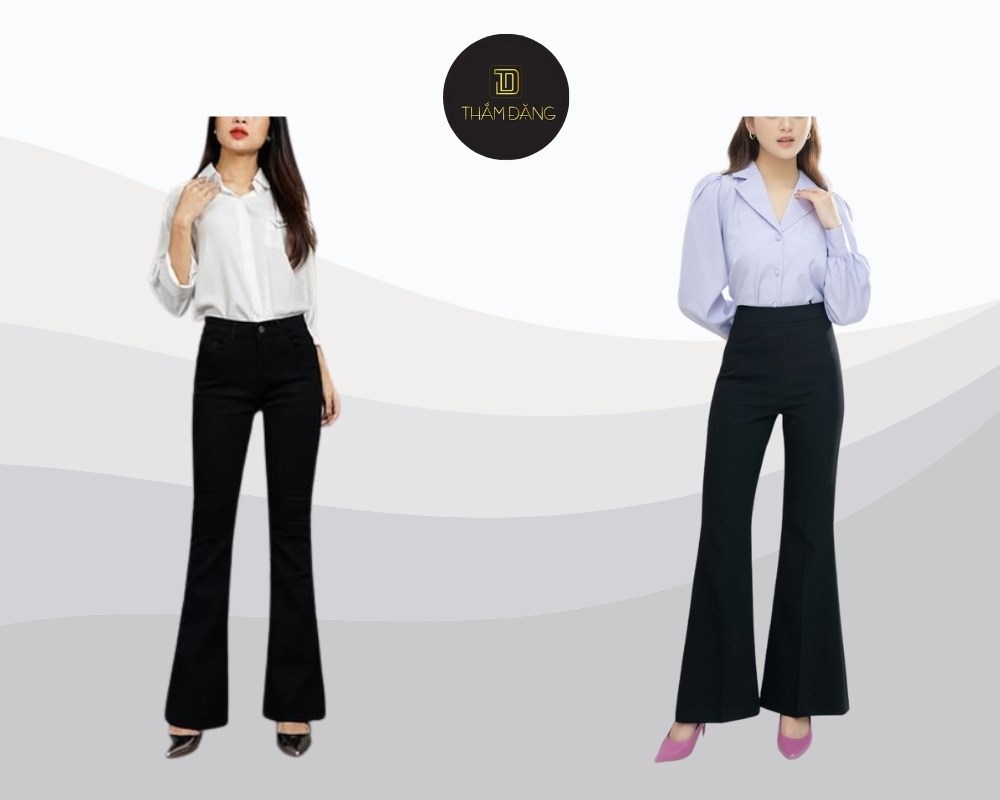 quần ống loe phối sơ mi tạo sự thanh lịch