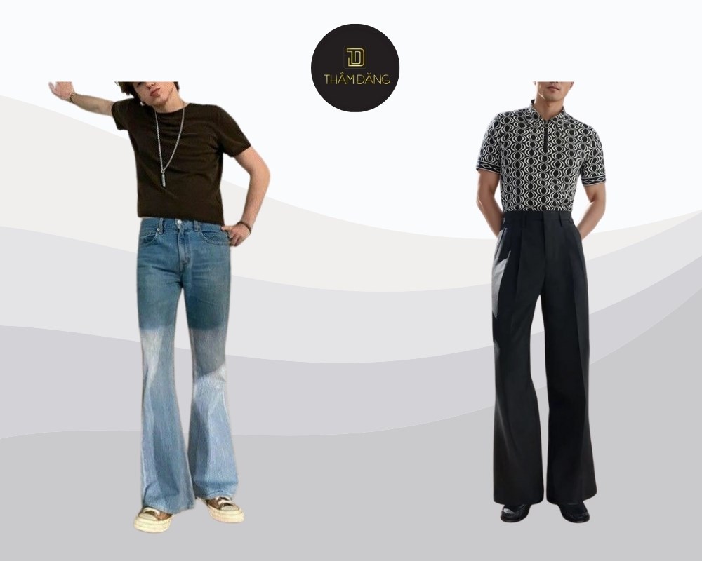 quần ống loe phối thun basic tạo sự nam tính