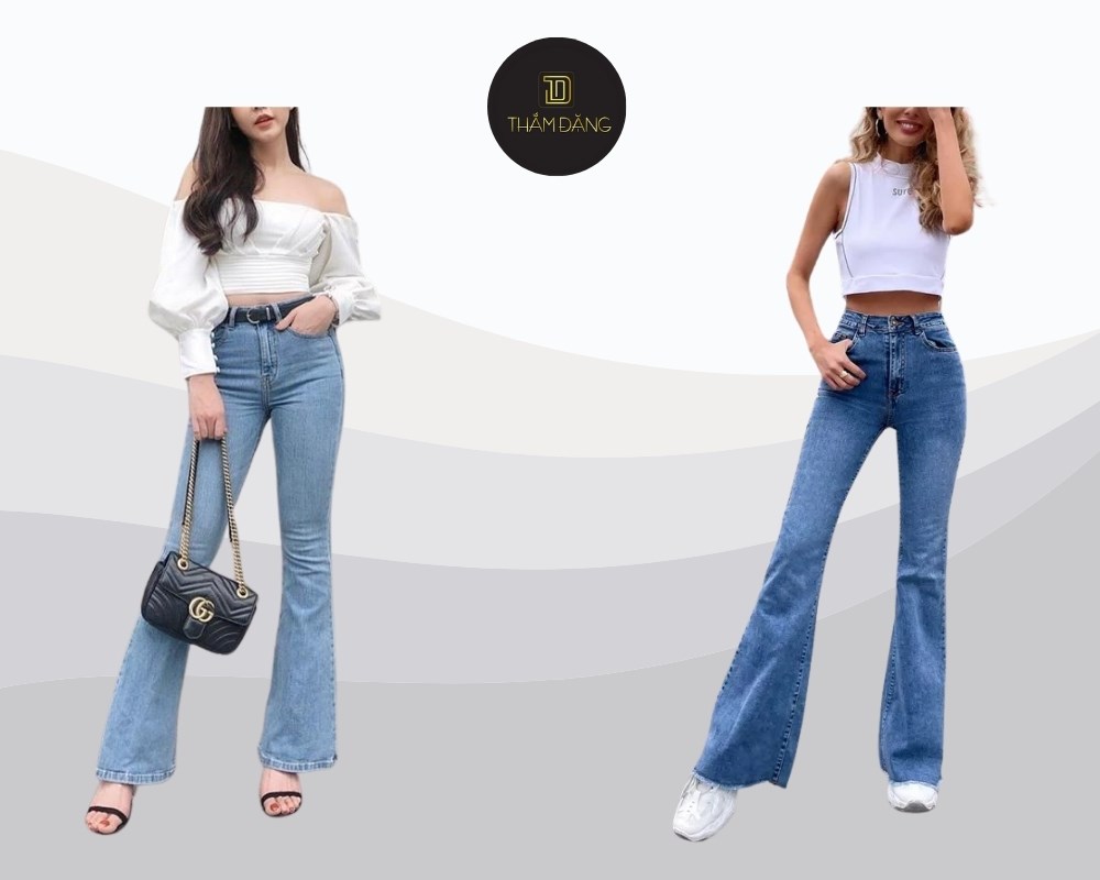 set đồ croptop phối quần ống loe năng động