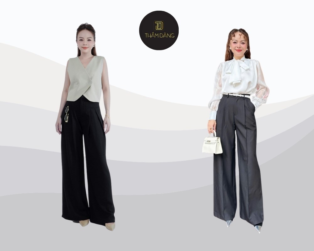 Quần đen ống rộng: Thoải mái, che khuyết điểm, dễ phối đồ, phù hợp mọi hoàn cảnh cho quý bà