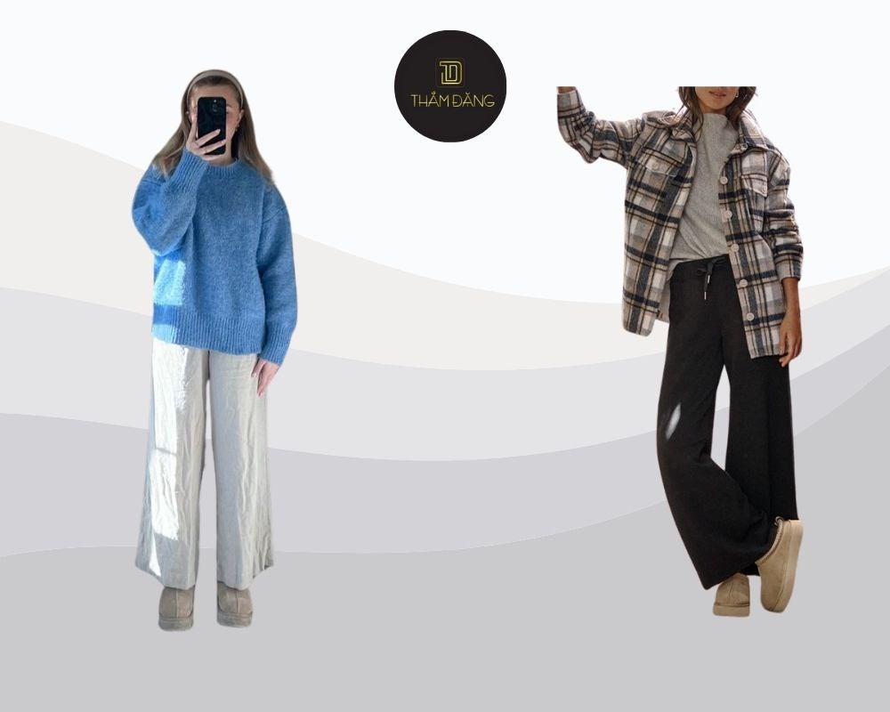 quần ống rộng đi giày gì trendy