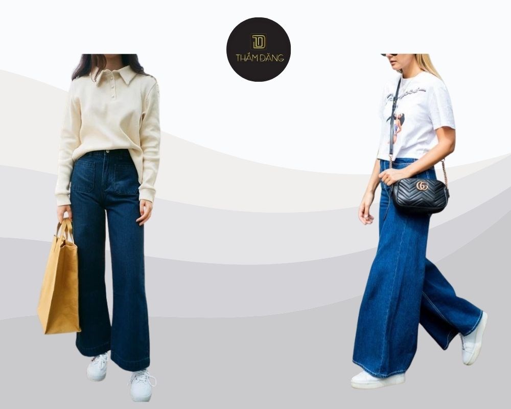 quần ống rộng đi giày gì nữ
