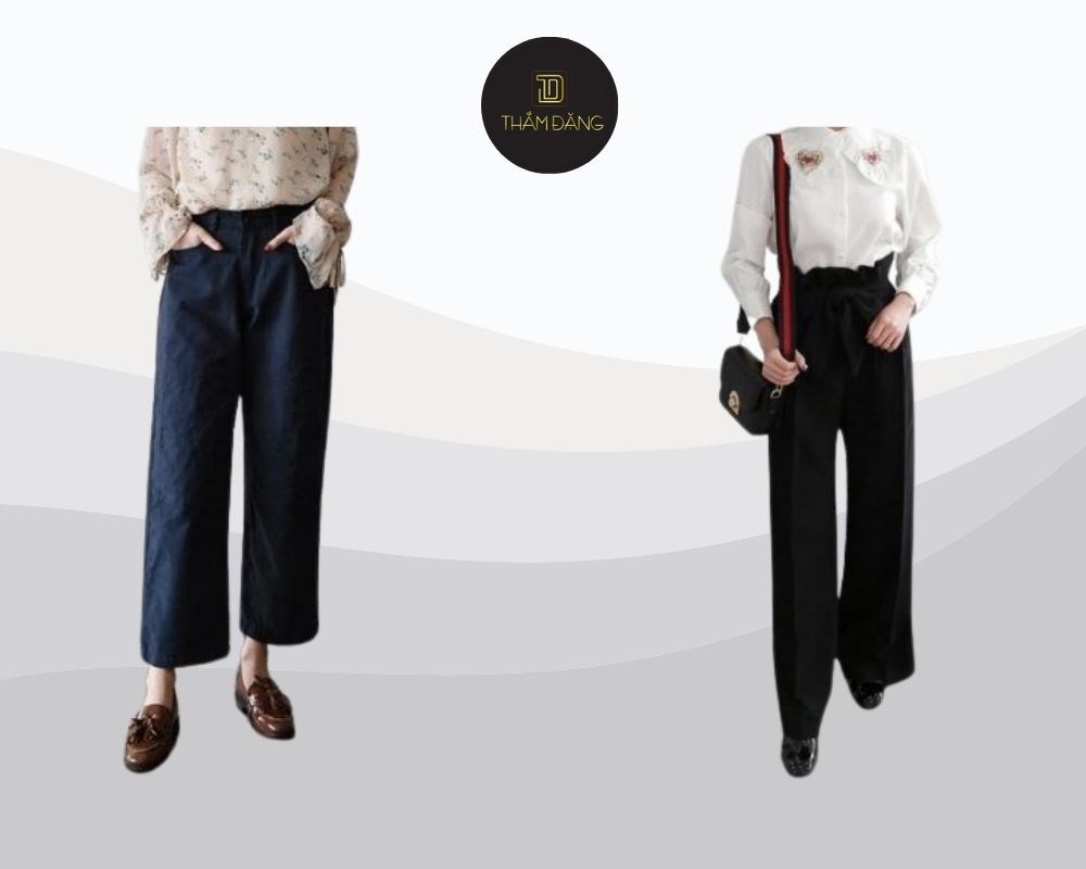 quần ống rộng đi giày gì công sở