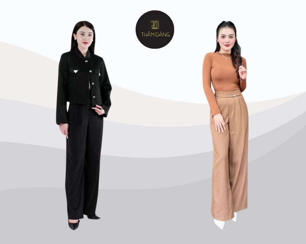 Quần suông ống rộng nữ tạo cảm giác chân dài, thon gọn, dễ phối với áo thun hoặc áo sơ mi