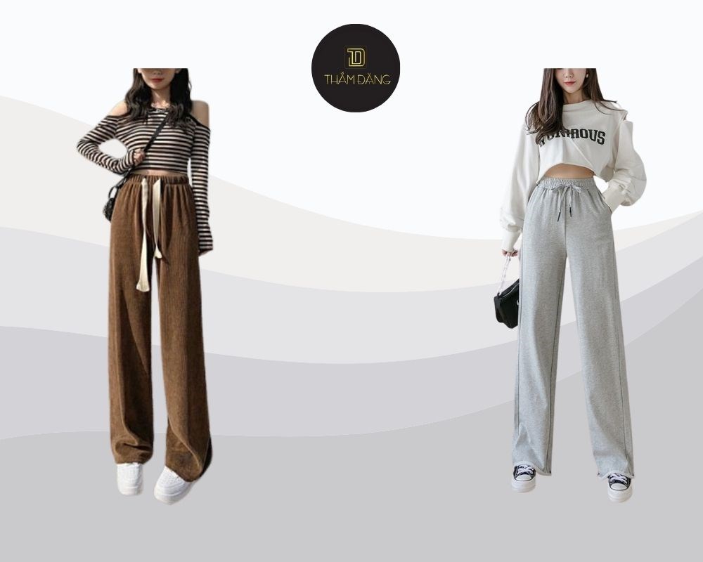 phối đồ với quần ống suông lưng thun