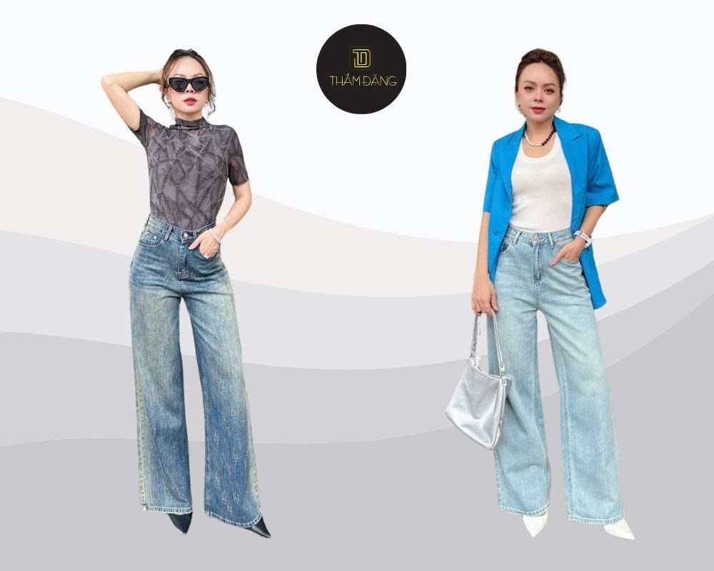 Nâng tầm outfit cực hiệu quả với quần jeans ống suông lưng cao, tạo cảm giác đôi chân dài và thanh thoát