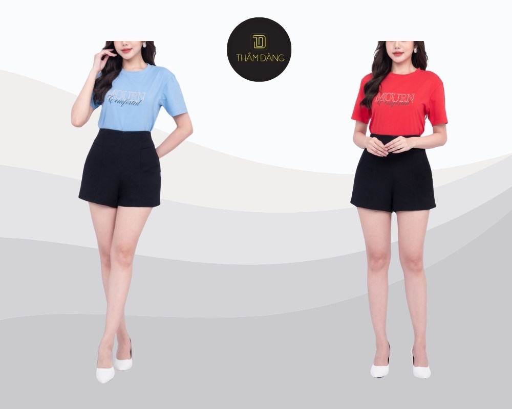 Kết hợp áo phông basic với quần short ống rộng tạo phong cách thoải mái, sành điệu và trẻ trung