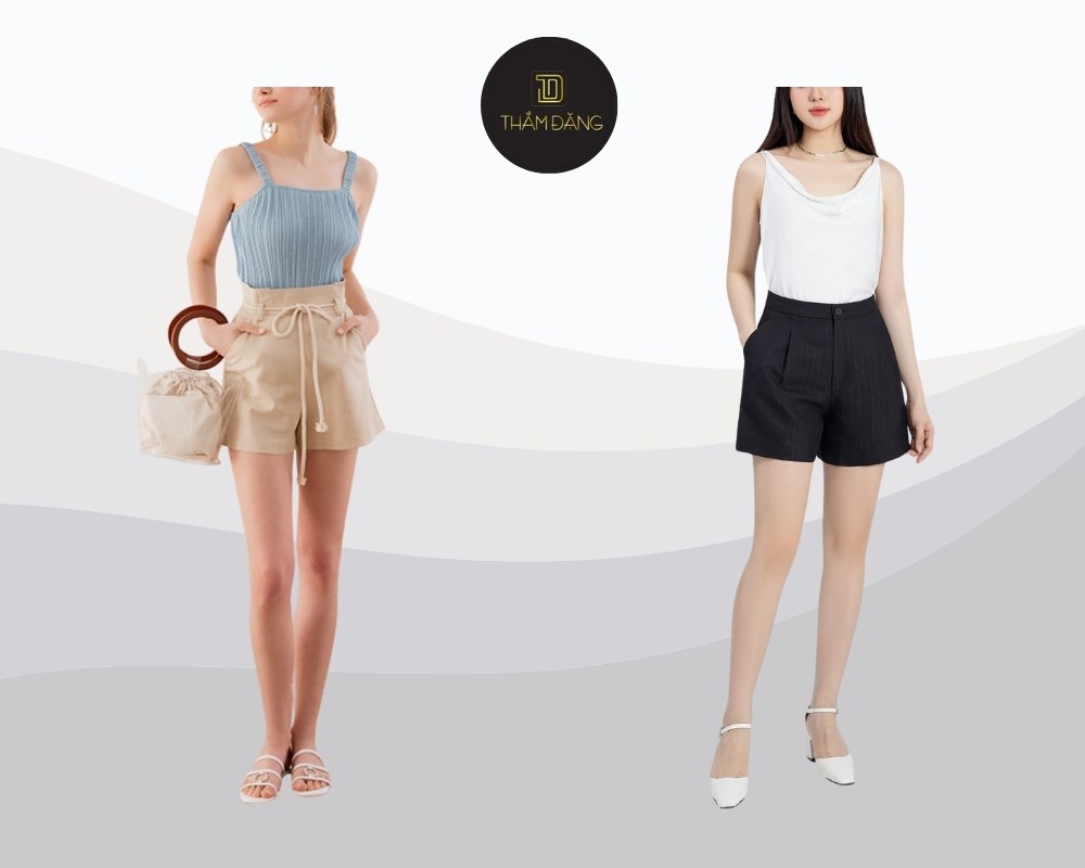 Áo hai dây kết hợp quần short ống rộng tạo phong cách mát mẻ, thoải mái và hài hòa