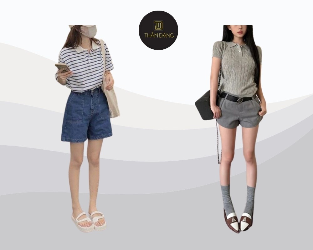Áo len nhẹ hoặc cardigan kết hợp quần short ống rộng tạo phong cách ấm áp, nữ tính và tinh tế