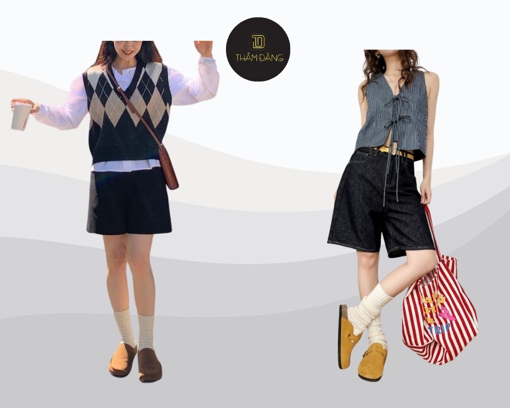 Áo gile kết hợp quần short ống rộng tạo phong cách tinh tế, độc đáo và sành điệu