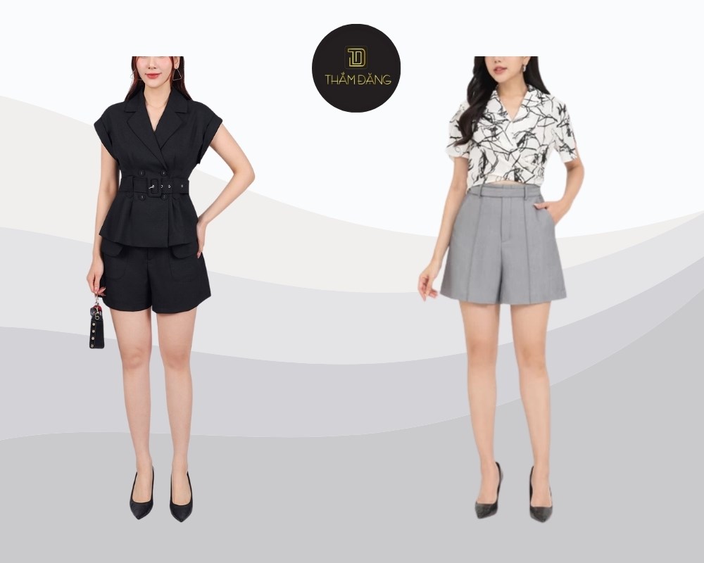 Kết hợp quần short ống rộng với áo sơ mi tạo phong cách thanh lịch, chuyên nghiệp và tôn dáng