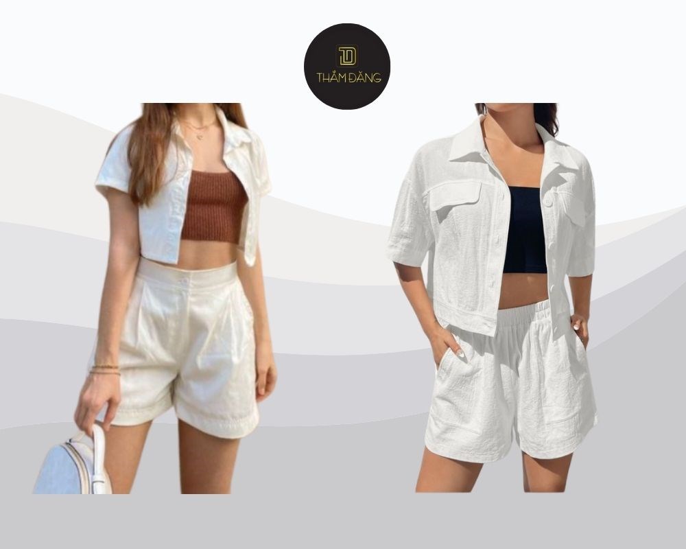 Phối quần short trắng cạp cao với áo croptop là cách mix đồ cực kỳ hiệu quả để tôn dáng, đặc biệt là vòng eo và đôi chân