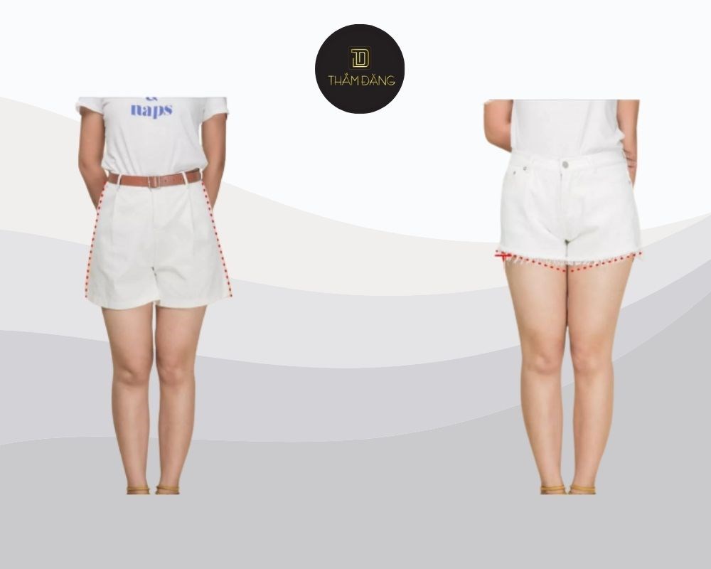 Ưu tiên lựa chọn quần short trắng không quá ôm sát cơ thể cho người đùi to
