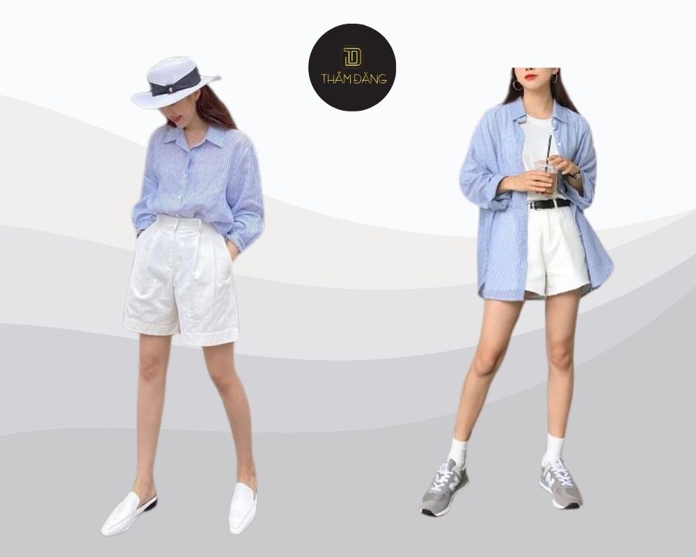 Quần short trắng dáng suông hoặc ống rộng mang đến sự thoải mái tối đa cùng vẻ ngoài thời thượng, hiện đại và khả năng che khuyết điểm hiệu quả.