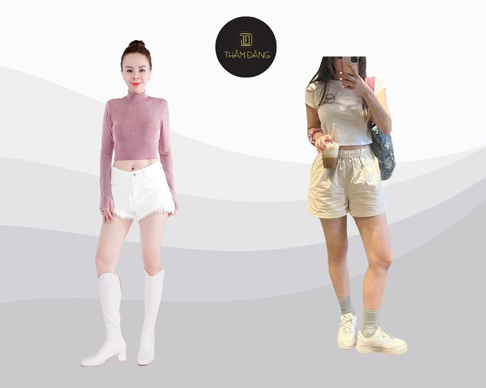 Kết hợp quần ngắn kaki cùng áo croptop để tạo ra một phong cách vừa năng động, vừa gợi cảm cho những ngày hè
