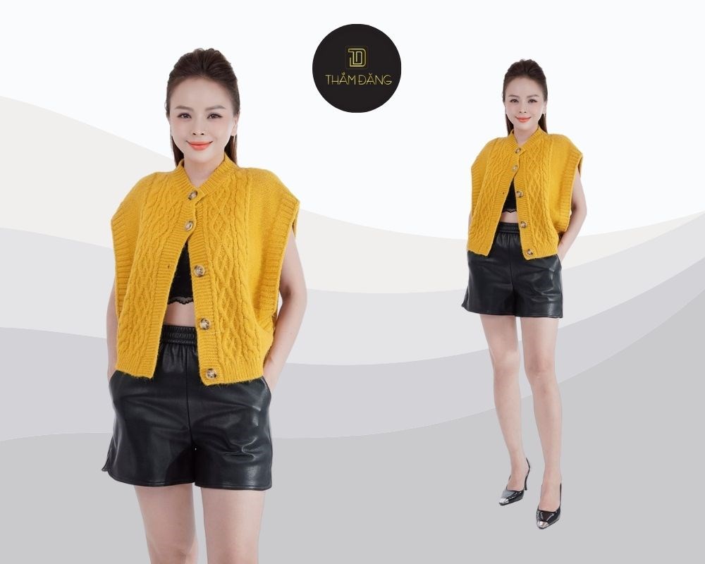 Shorts nữ lưng cao kết hợp áo len oversized là lựa chọn tuyệt vời cho những ngày se lạnh, vừa thời trang vừa ấm áp