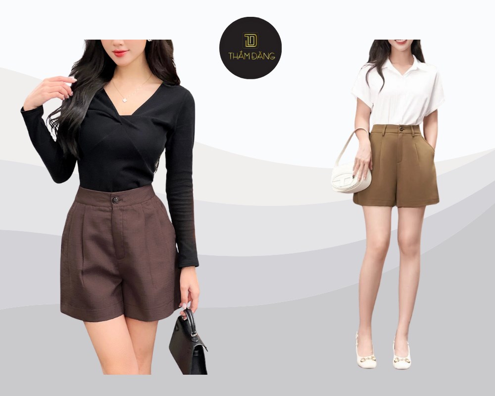 Với thiết kế cạp cao tinh tế, quần short nữ vải cạp cao giúp tôn dáng cực đỉnh