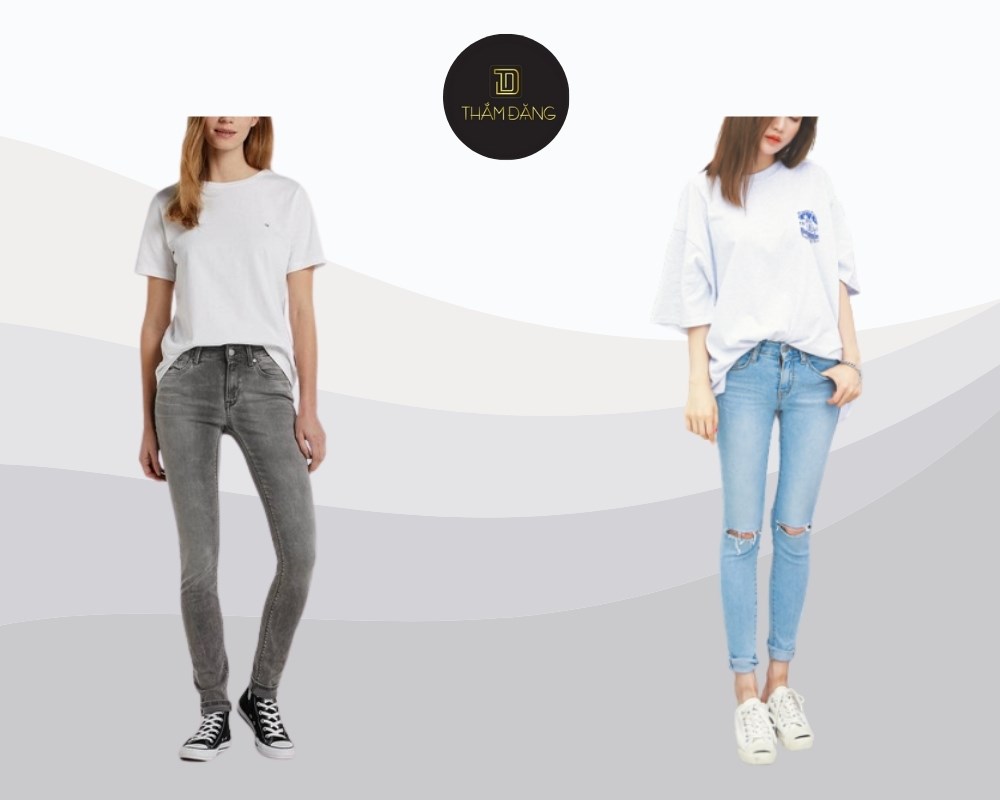 áo phông oversize kết hợp quần skinny siêu trẻ trung