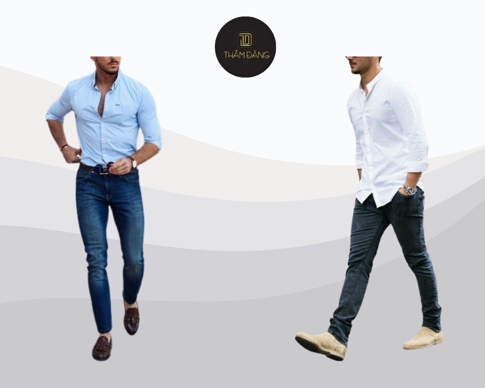 áo sơ mi phối quần skinny tạo vẻ ngoài thanh lịch cho đàn ông