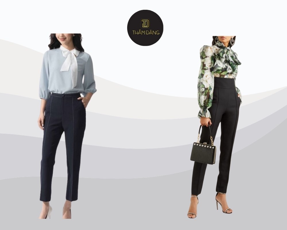 áo voan lụa kết hợp quần skinny sang trọng, quý phái