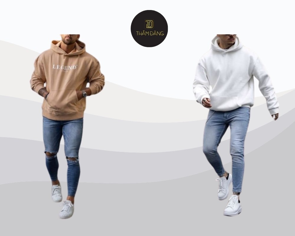 phối quần skinny với áo hoodie tạo phong cách đường phố năng động