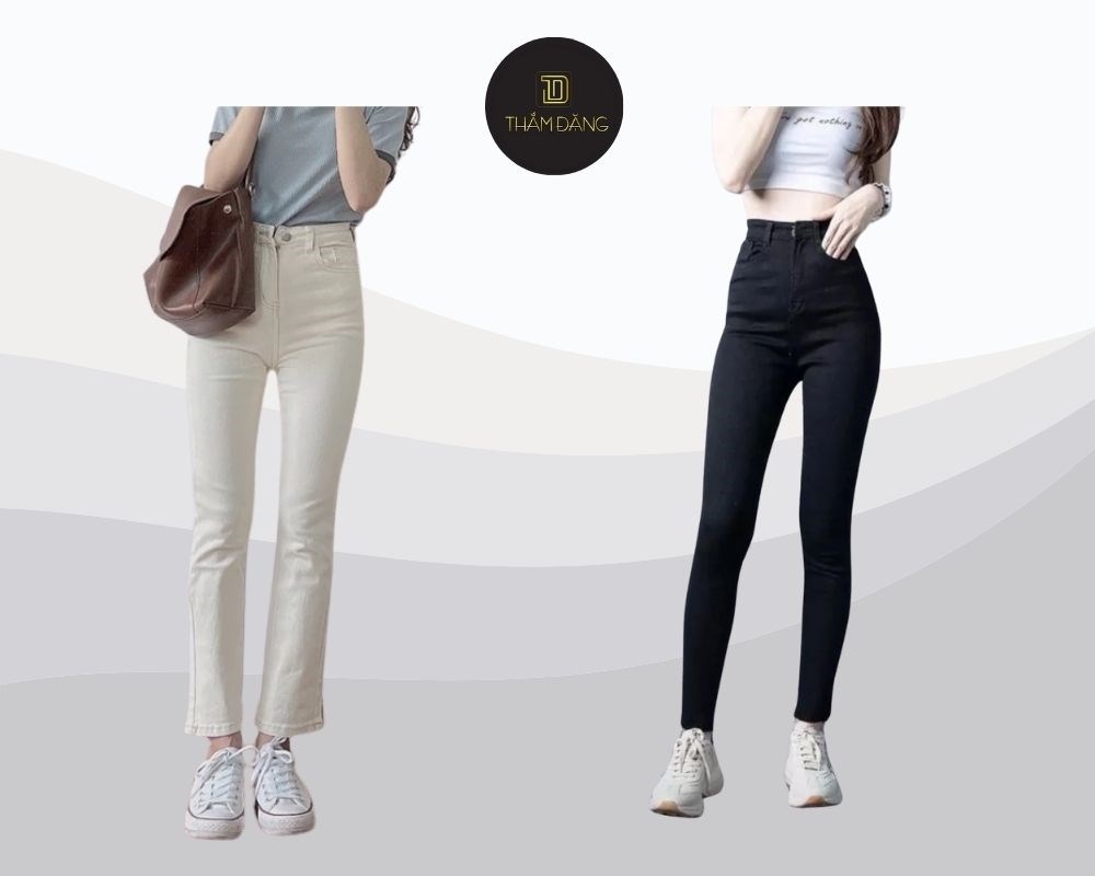 Form quần skinny cạp cao tôn dáng, giúp bạn che khuyết điểm vòng bụng và tạo hiệu ứng kéo dài đôi chân