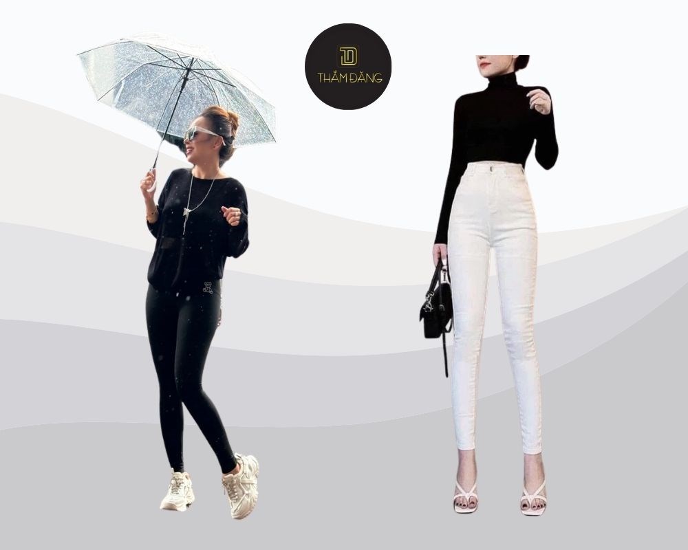 Kết hợp quần skinny với áo len hoặc sweater mang đến sự ấm áp và nữ tính, là lựa chọn lý tưởng cho mùa lạnh