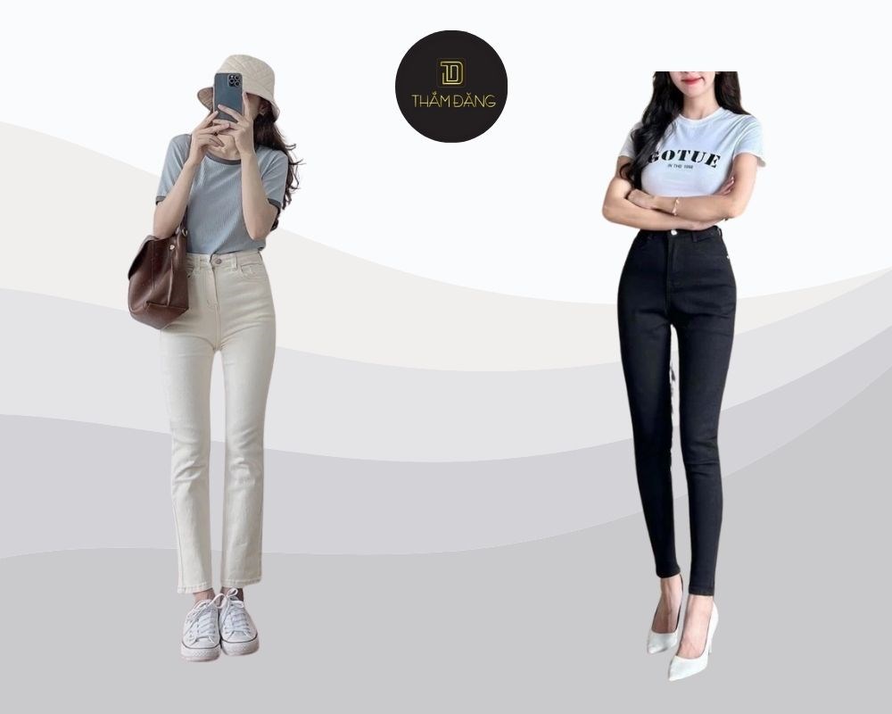 Công thức kết hợp quần skinny thiết kế với form ôm sát phối áo thun không bao giờ lỗi mốt