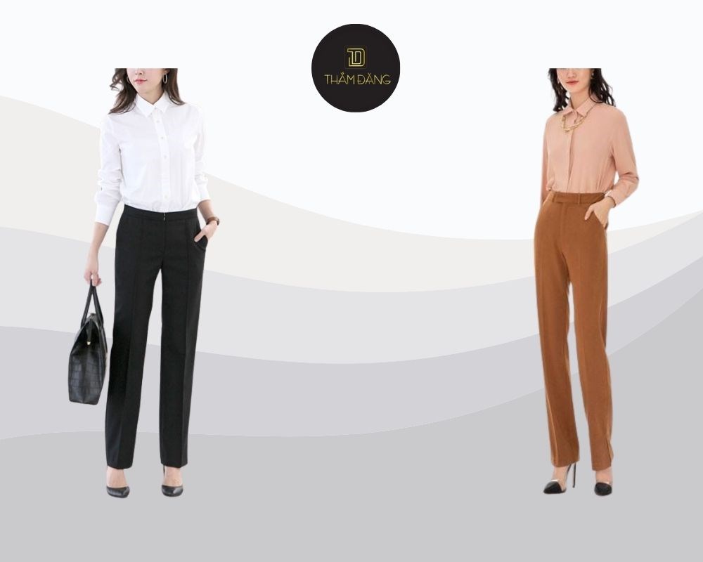 mix quần tây Hàn Quốc nữ với áo sơ mi