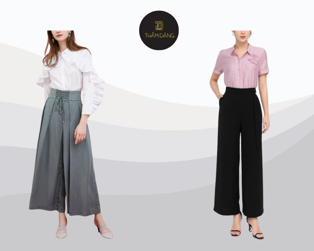 Thanh lịch chuyên nghiệp với áo sơ vin và quần culottes cho công sở.