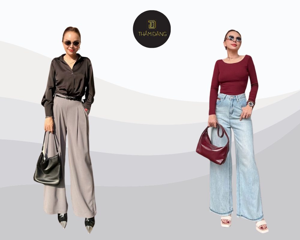 Quần tây ống rộng giúp che khuyết điểm tôn dáng và phù hợp mọi độ tuổi