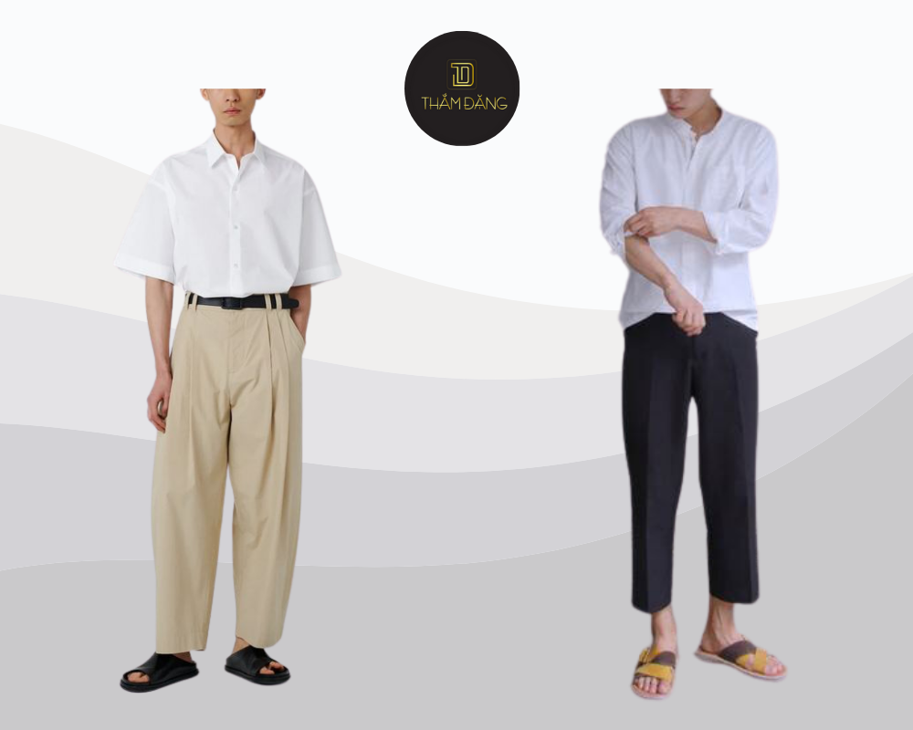 Thanh lịch hiện đại với áo sơ mi trắng và quần tây ống rộng chuẩn mọi hoàn cảnh