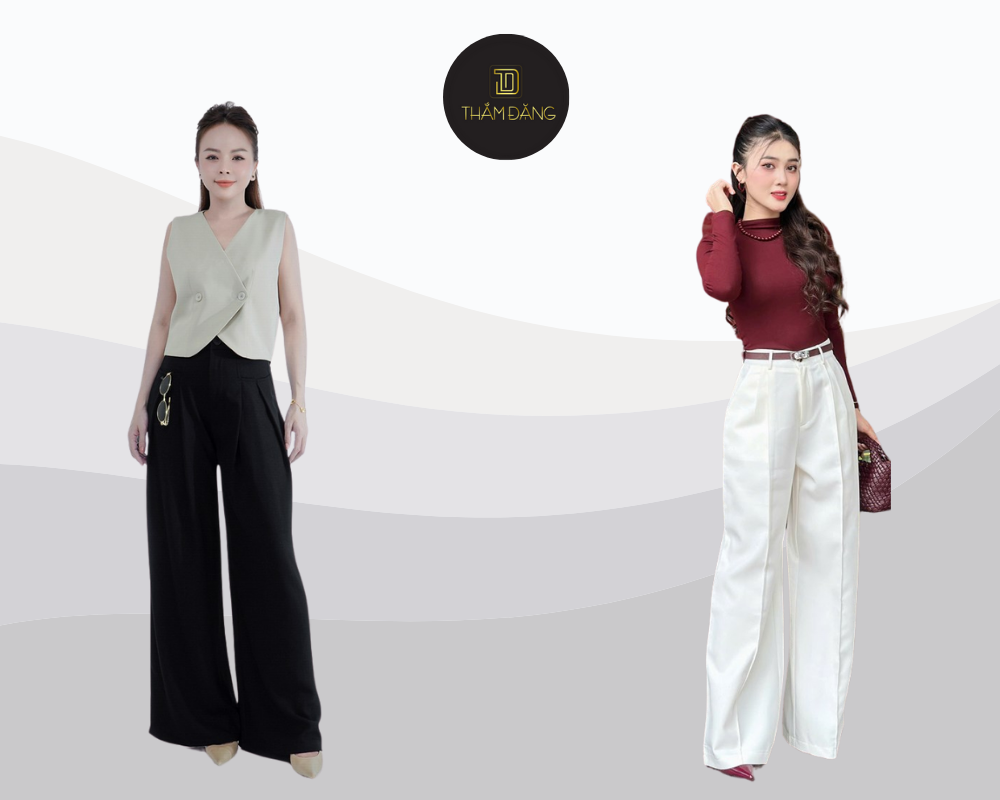 Phối quần tây ống rộng đẹp cần chú ý tỷ lệ dáng áo và phụ kiện hài hòa.