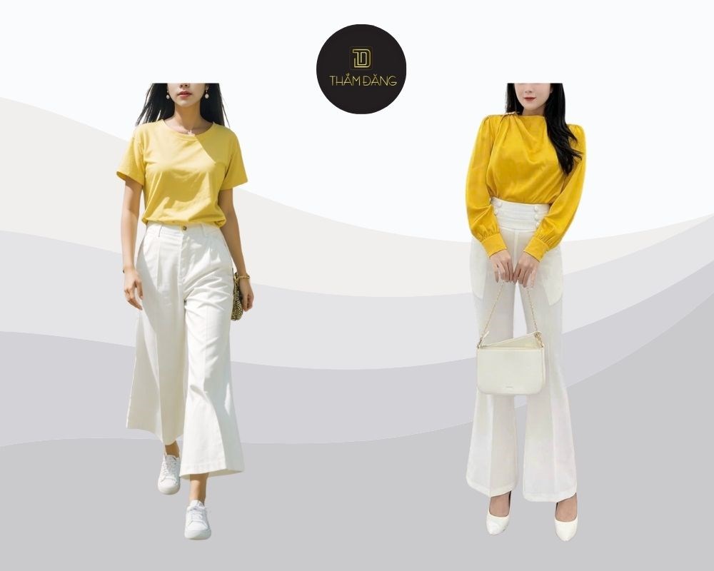 mặc quần trắng phối với áo màu gì nữ hot trend