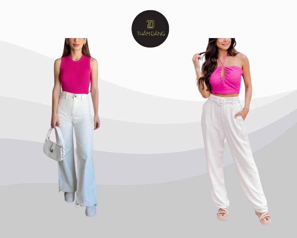 outfit quần trắng phối với áo màu gì nữ